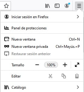 Como localizar el Catálogo en el menú de Firefox
